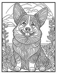 Corgi Coloring Page 6 With Border