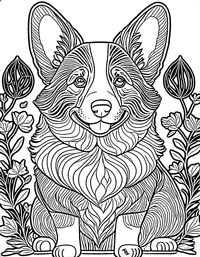 Corgi Coloring Page 7 - Full Page