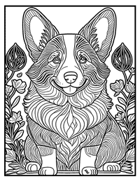 Corgi Coloring Page 7 With Border