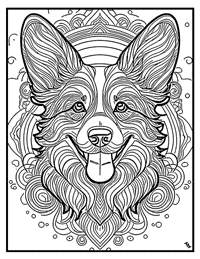 Corgi Coloring Page 8 With Border