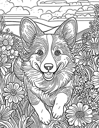 Corgi Coloring Page 9 - Full Page
