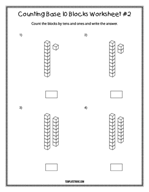Counting Base 10 Blocks Worksheet #2
