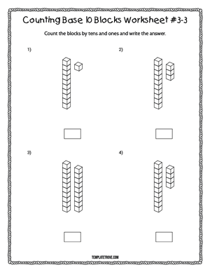 Counting Base 10 Blocks Worksheet #3-3