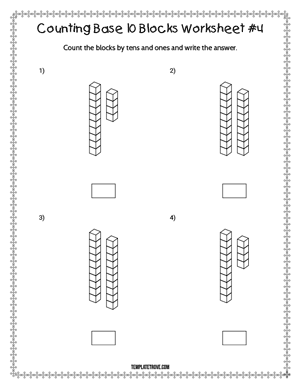 Counting Base 10 Blocks Worksheet #4