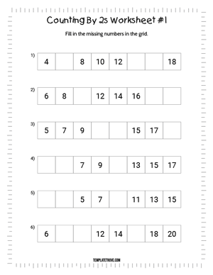 Counting By 2s Worksheet #1