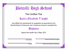 Diploma Template 1A - Majestic Purple