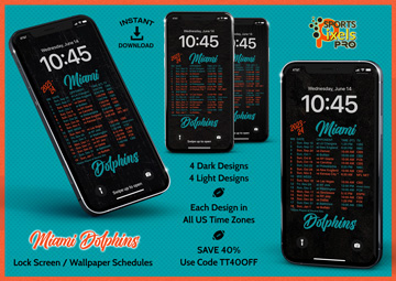 2023-24 Miami Dolphins Lock Screen Wallpaper Schedules