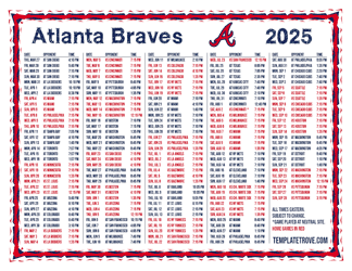 Eastern Times 2025
 Atlanta Braves Printable Schedule