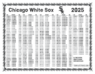 Eastern Times 2025
 Chicago White Sox Printable Schedule