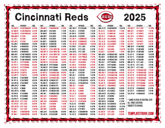 Eastern Times 2025
 Cincinnati Reds Printable Schedule