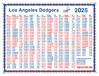 Eastern Times 2025
 Los Angeles Dodgers Printable Schedule