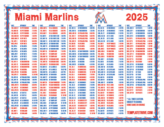 Eastern Times 2025
 Miami Marlins Printable Schedule