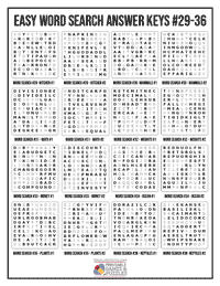 Easy Word Search Printable Solutions 29-36