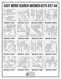 Easy Word Search Printable Solutions 37-44