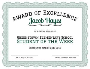 Formal Award of Excellence Template 1