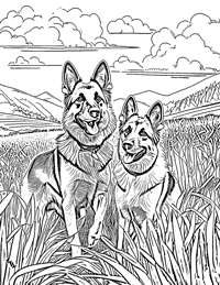 German Shepherd Coloring Page 11 - Full Page