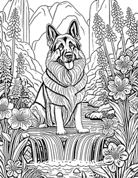 German Shepherd Coloring Page 6 - Full Page