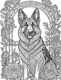 German Shepherd Coloring Page 7 - Full Page