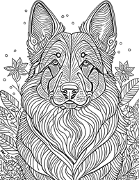 German Shepherd Coloring Page 9 - Full Page