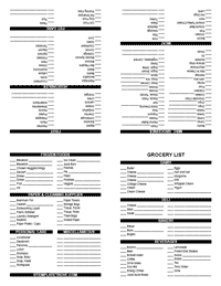 Grocery List Template