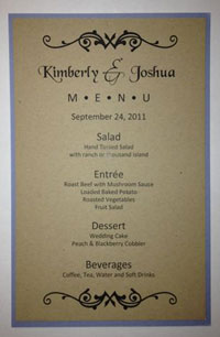 Completed Menu Card