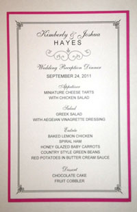 Completed Menu Card