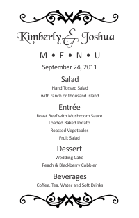 Wedding Menu Card 1
