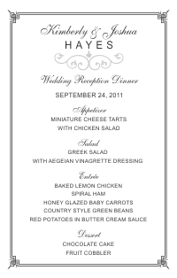 Wedding Menu Card 2