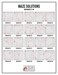 Printable Hard Mazes 21-40 Solutions