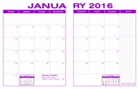 2016 Desk Calendar - Purple