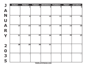 2035 Free Calendars to Print