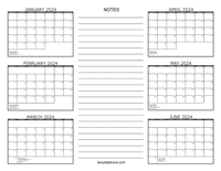 2024 6 Month Calendar