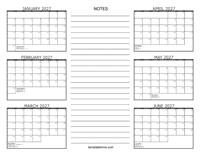 2027 6 Month Calendar