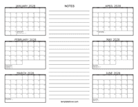 2028 6 Month Calendar