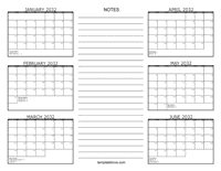 2032 6 Month Calendar