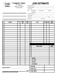 Job Estimate Form