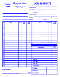 Job Estimate Form - Blue