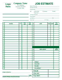 Job Estimate Form - Green