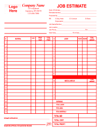 Job Estimate Form - Red