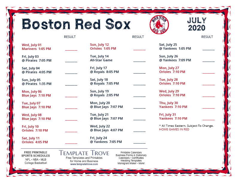 Red Sox Schedule 2022 Printable Printable World Holiday