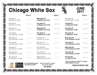 June 2017 Chicago White Sox Printable Schedule