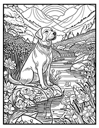 Labrador Retriever Coloring Page 6 With Border