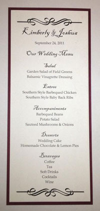 Completed Menu Card