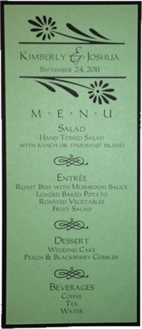 Completed Menu Card