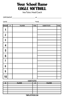 Lineup Card Templates