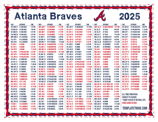 Mountain Times 2025
 Atlanta Braves Printable Schedule