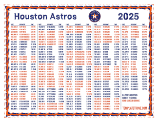 Mountain Times 2025
 Houston Astros Printable Schedule