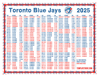 Mountain Times 2025
 Toronto Blue Jays Printable Schedule