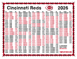 Mountain Times 2026
 Cincinnati Reds Printable Schedule