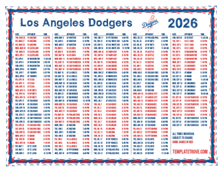 Mountain Times 2026
 Los Angeles Dodgers Printable Schedule